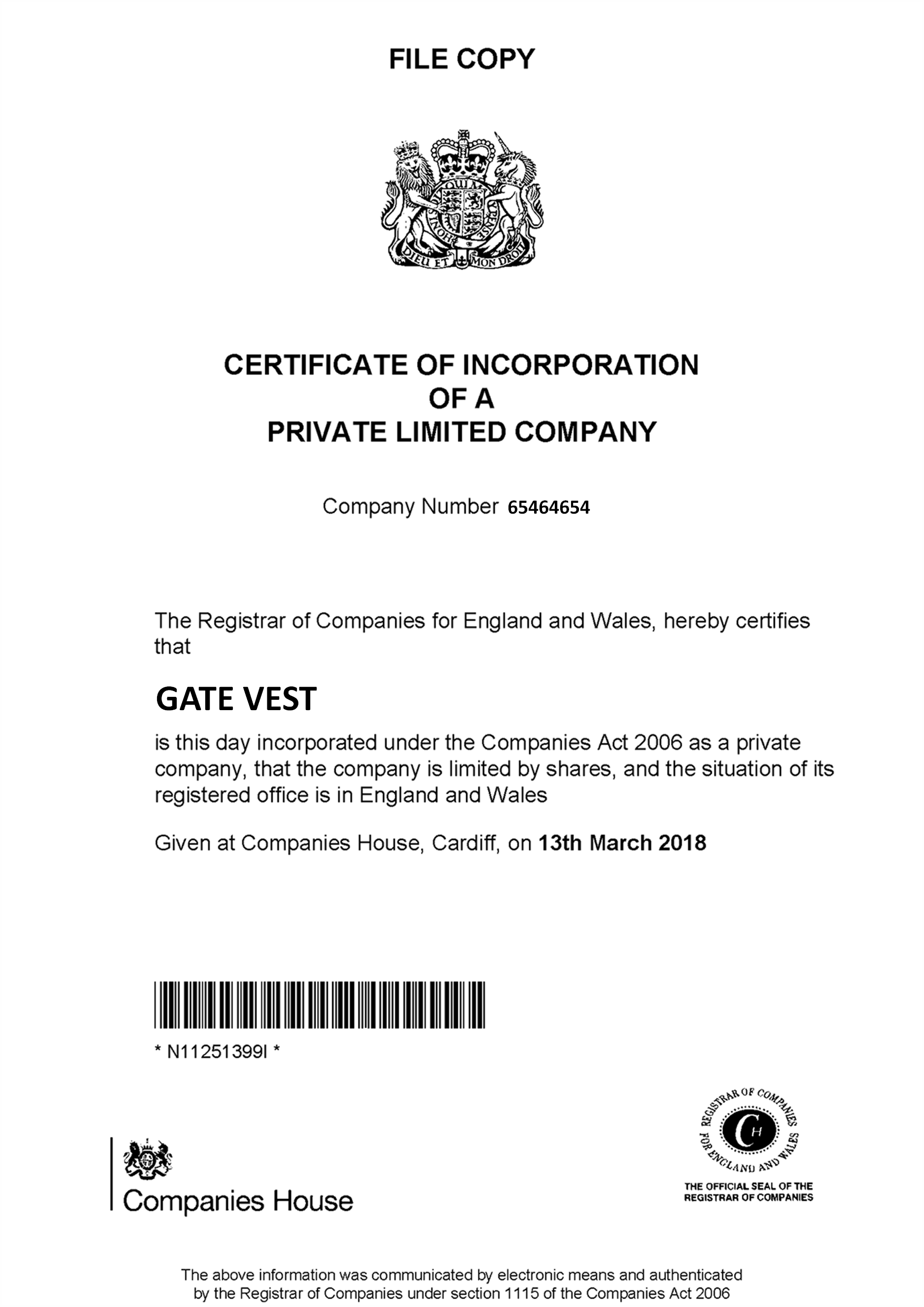 Certificate